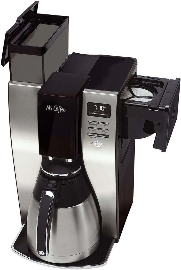image:imageMr Coffee 10Cup Programmable Coffee Maker Insulated Thermal Carafe Brew Strength Selection Brew Now or Later Stainless SteelBlackStainless Steel
