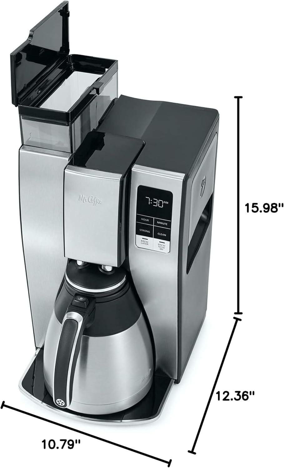 image:imageMr Coffee 10Cup Programmable Coffee Maker Insulated Thermal Carafe Brew Strength Selection Brew Now or Later Stainless SteelStainless Steel