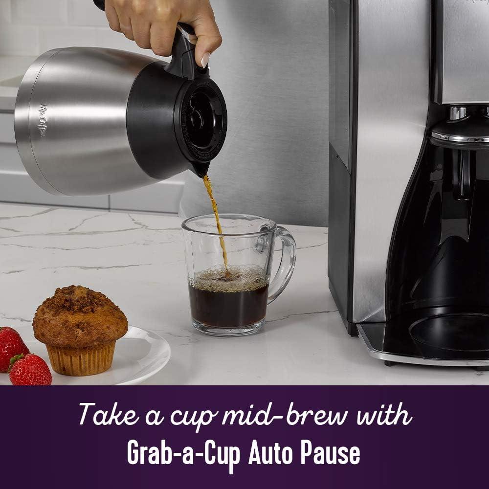 image:imageMr Coffee 10Cup Programmable Coffee Maker Insulated Thermal Carafe Brew Strength Selection Brew Now or Later Stainless SteelStainless Steel