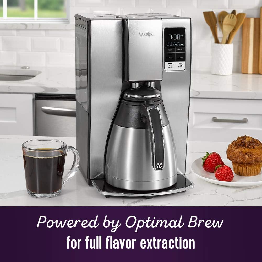 image:imageMr Coffee 10Cup Programmable Coffee Maker Insulated Thermal Carafe Brew Strength Selection Brew Now or Later Stainless SteelStainless Steel