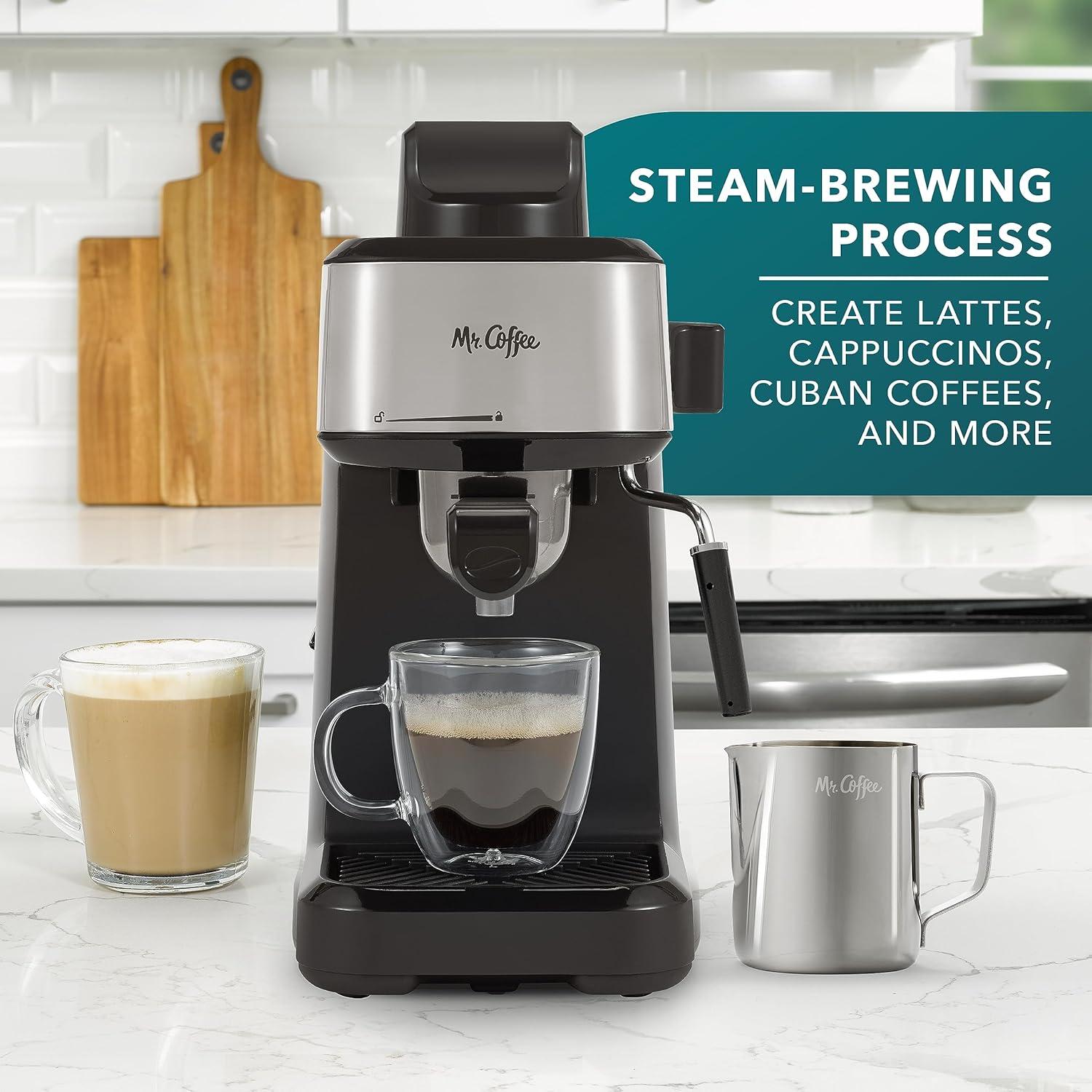 image:imageMr Coffee 4Shot Steam Espresso Cappuccino and Latte Maker with Stainless Steel Frothing Pitcher
