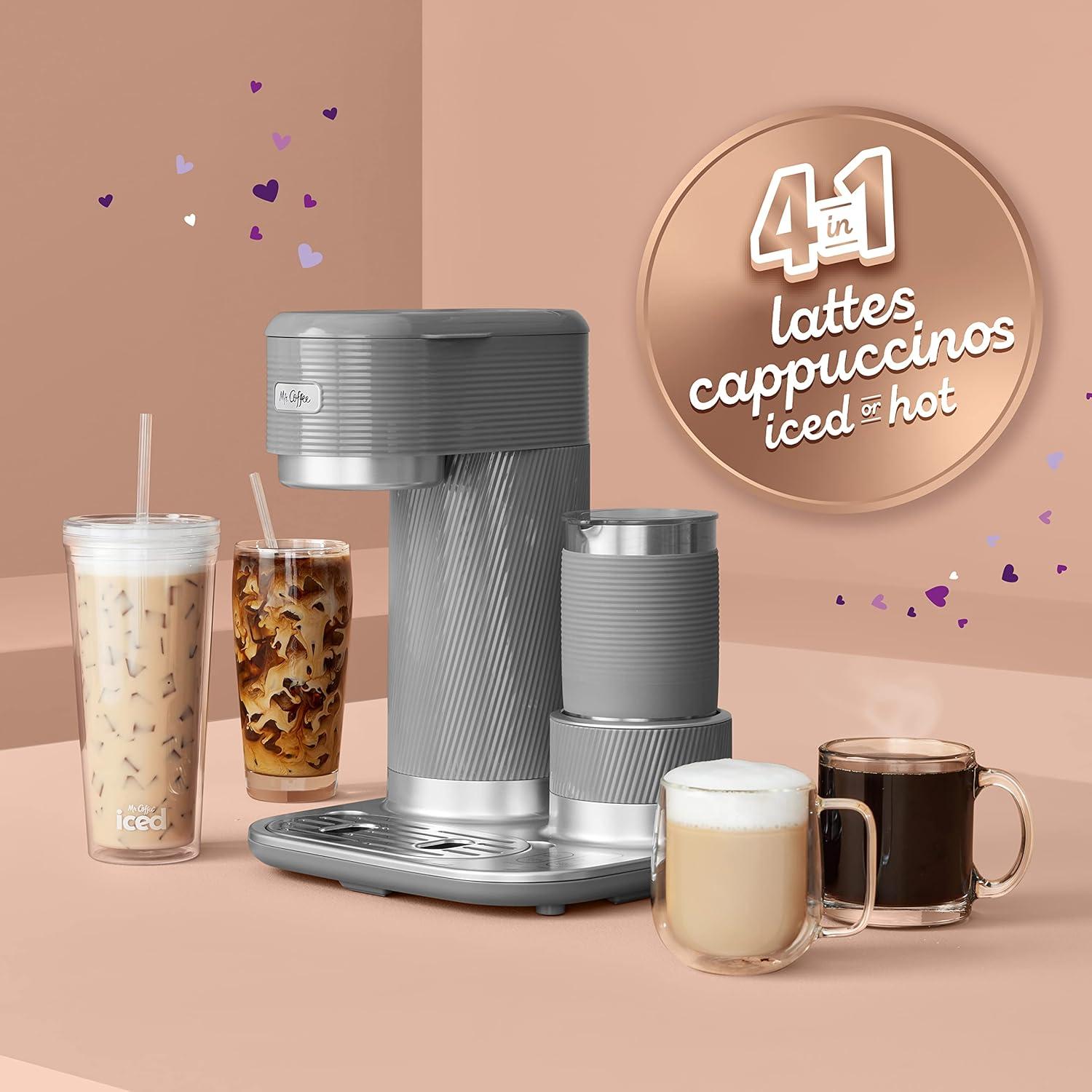image:imageMr Coffee 4in1 Latte Lux Iced Hot Coffee Maker with BuiltIn Milk Frother SingleServe 22 Ounces