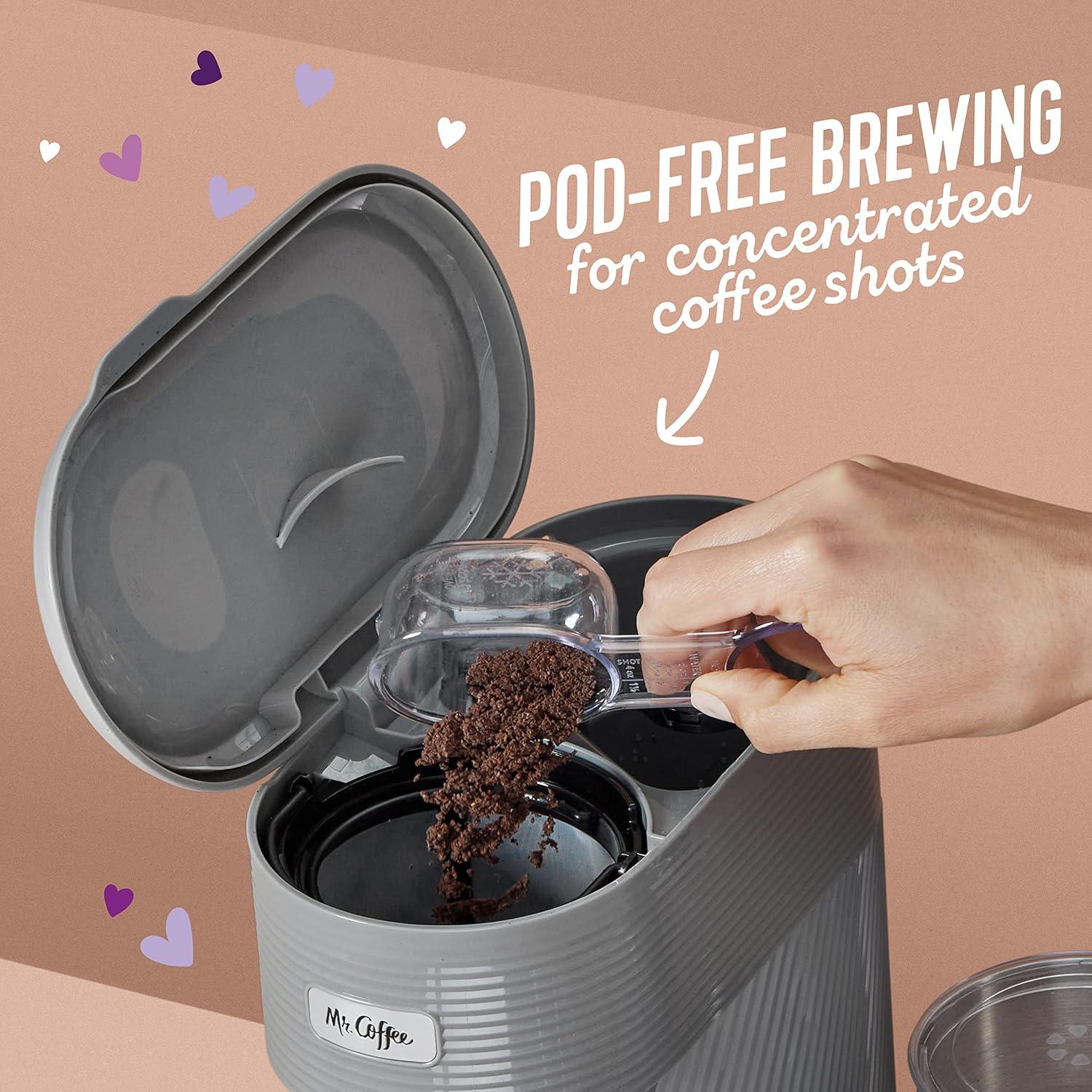 image:imageMr Coffee 4in1 Latte Lux Iced Hot Coffee Maker with BuiltIn Milk Frother SingleServe 22 Ounces