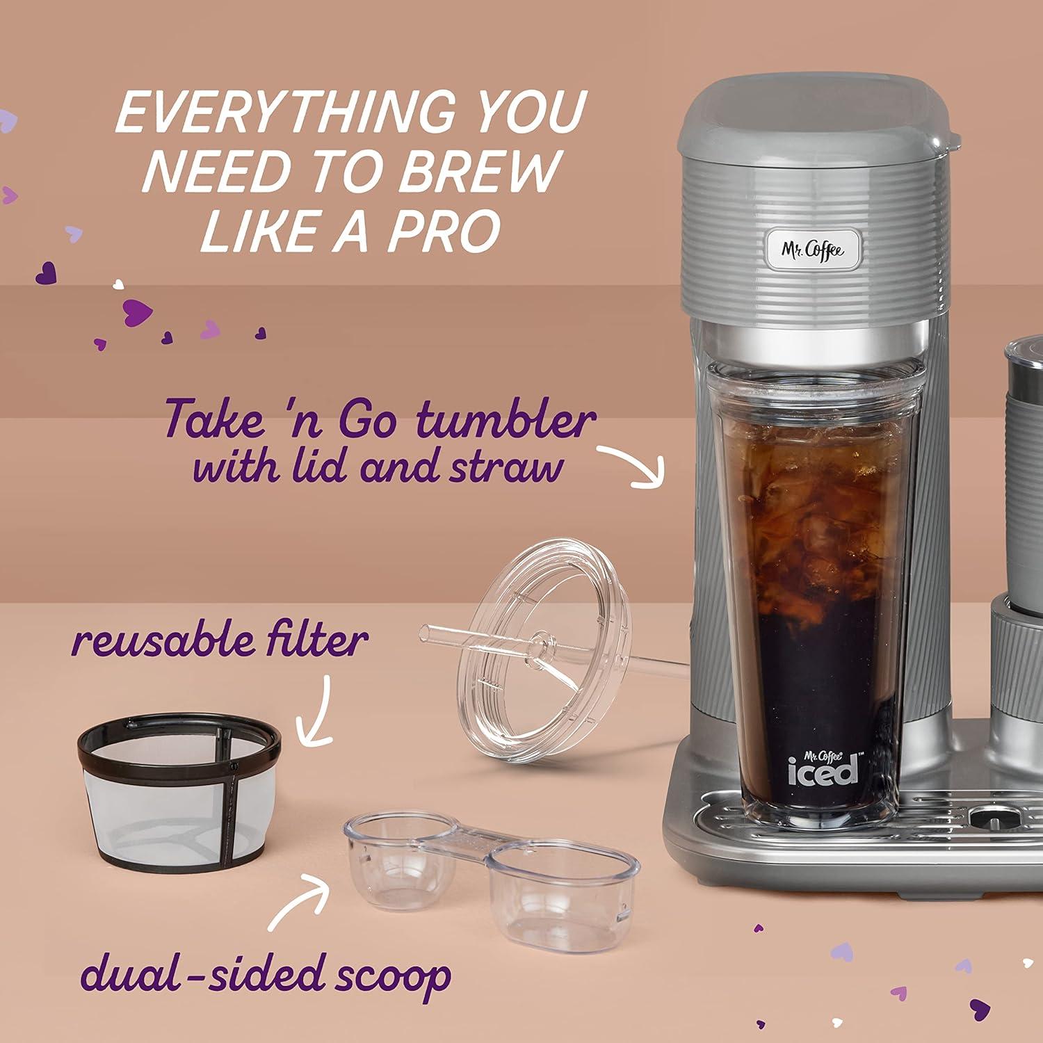 image:imageMr Coffee 4in1 Latte Lux Iced Hot Coffee Maker with BuiltIn Milk Frother SingleServe 22 Ounces
