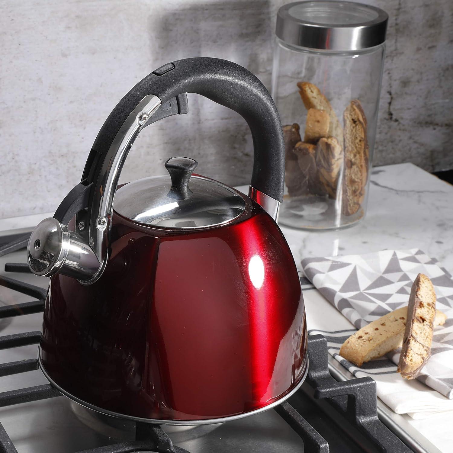 image:imageMr Coffee Belgrove 25 Quart Stainless Steel Whistling Tea Kettle Square Metallic CopperRed