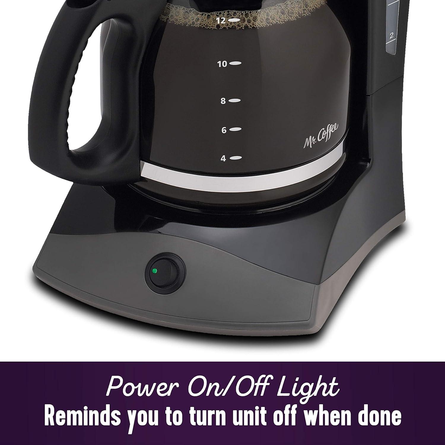 image:imageMr Coffee Black Coffee Maker 12 Cups with Auto Pause and Glass Carafe Perfect for Home and Office UseBlack