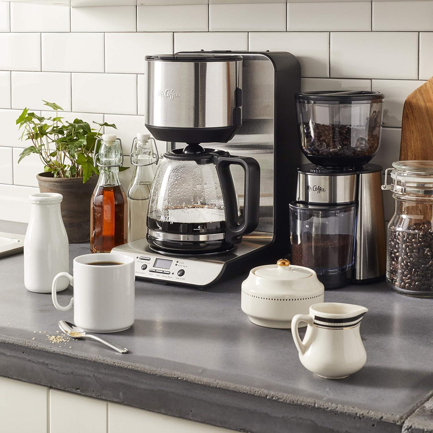 image:imageMr Coffee Burr Coffee Grinder Automatic Grinder with 18 Presets for French Press Drip and Espresso 18Cup Capacity Stainless Steel18 Settings
