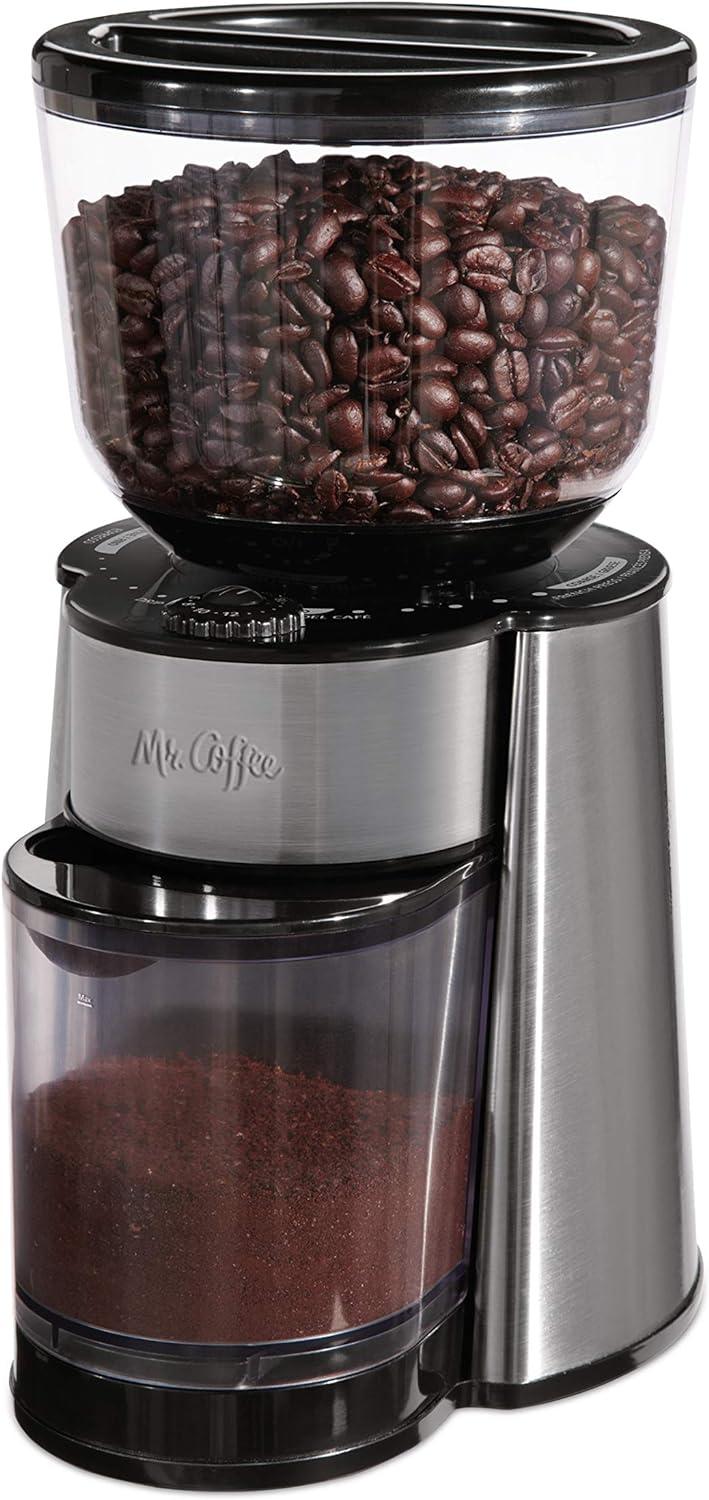 image:imageMr Coffee Burr Coffee Grinder Automatic Grinder with 18 Presets for French Press Drip and Espresso 18Cup Capacity Stainless Steel18 Settings