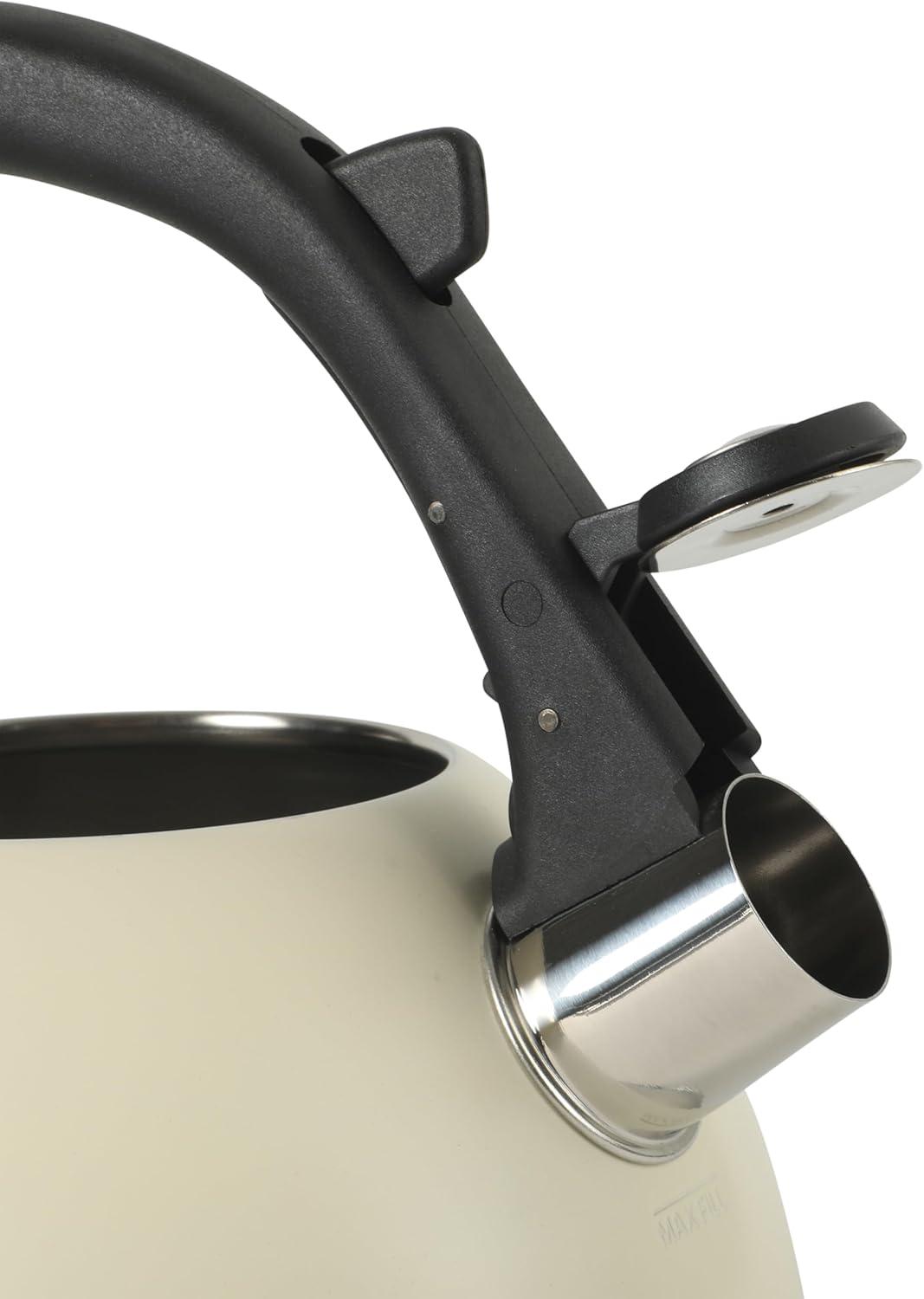 image:imageMr Coffee Claredale Stainless Steel Whistling Tea Kettle 19Quart 18 Litres Brushed SatinLinen White