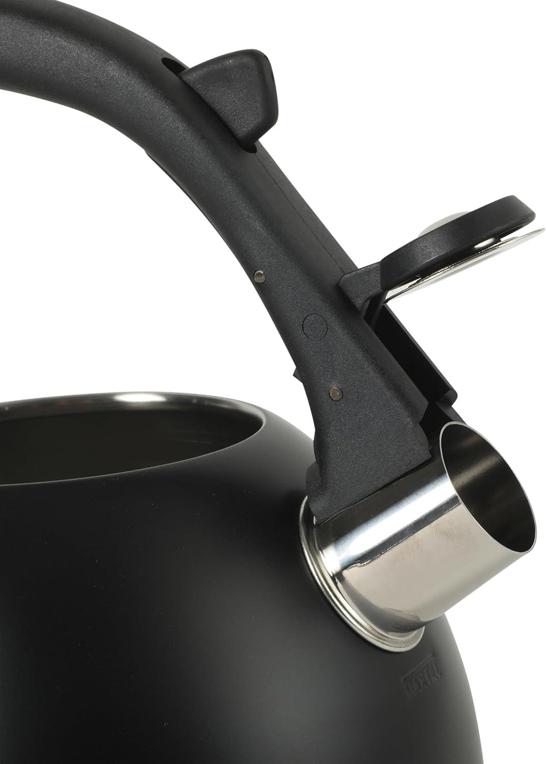 image:imageMr Coffee Claredale Stainless Steel Whistling Tea Kettle 19Quart 18 Litres Brushed SatinMatte Black