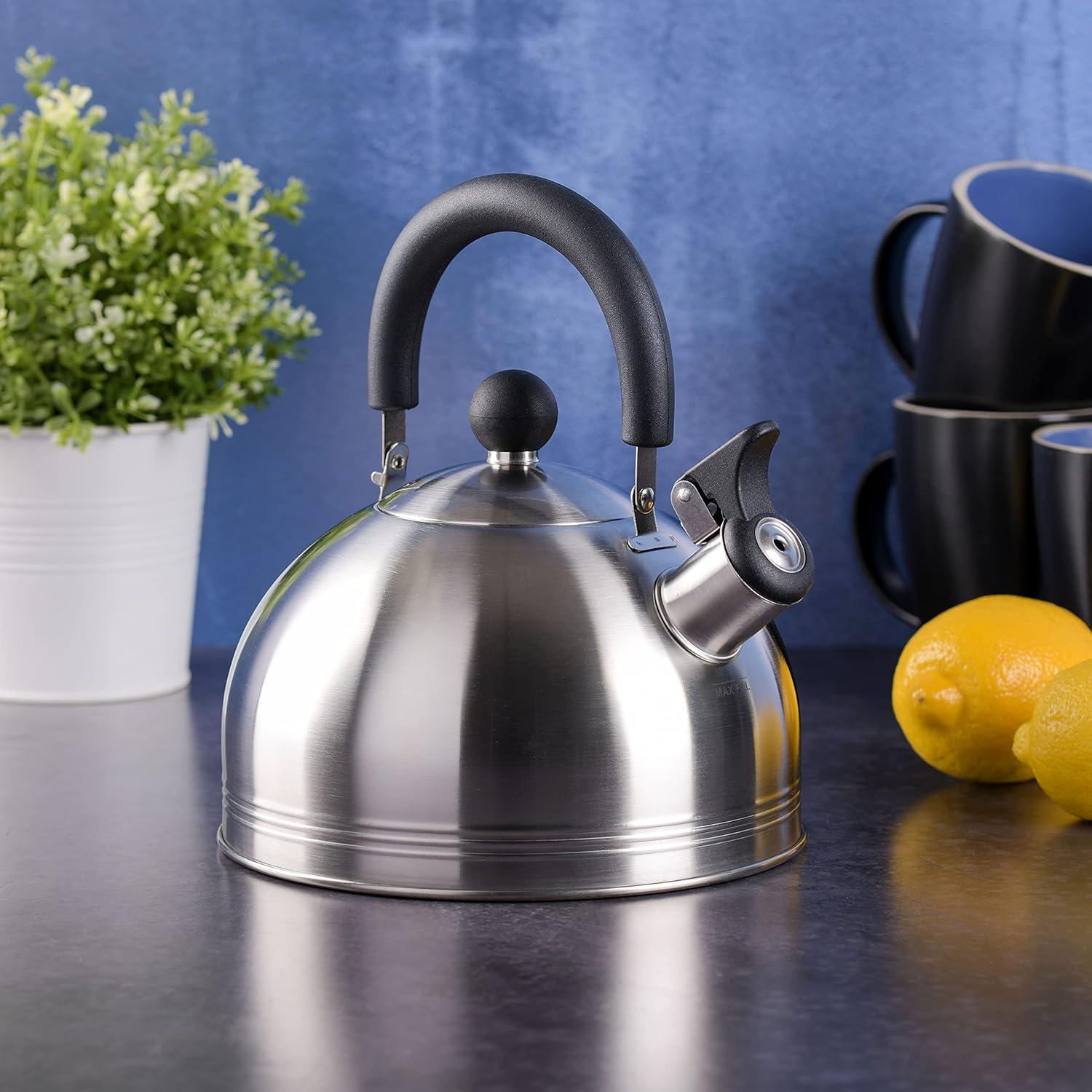 image:imageMr Coffee Claredale Stainless Steel Whistling Tea Kettle 19Quart 18 Litres Brushed SatinMirror Polish