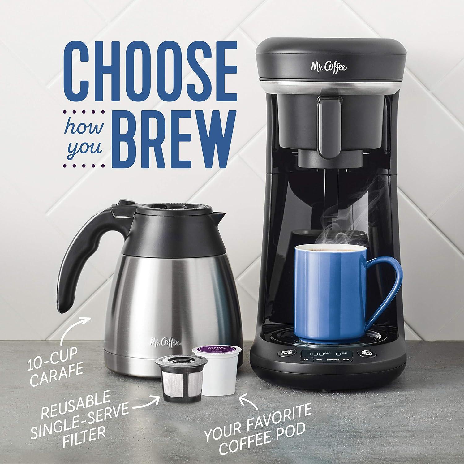 image:imageMr Coffee Coffee Maker Programmable Coffee Machine for Single Serve or Carafe Coffee 10 Cups Black