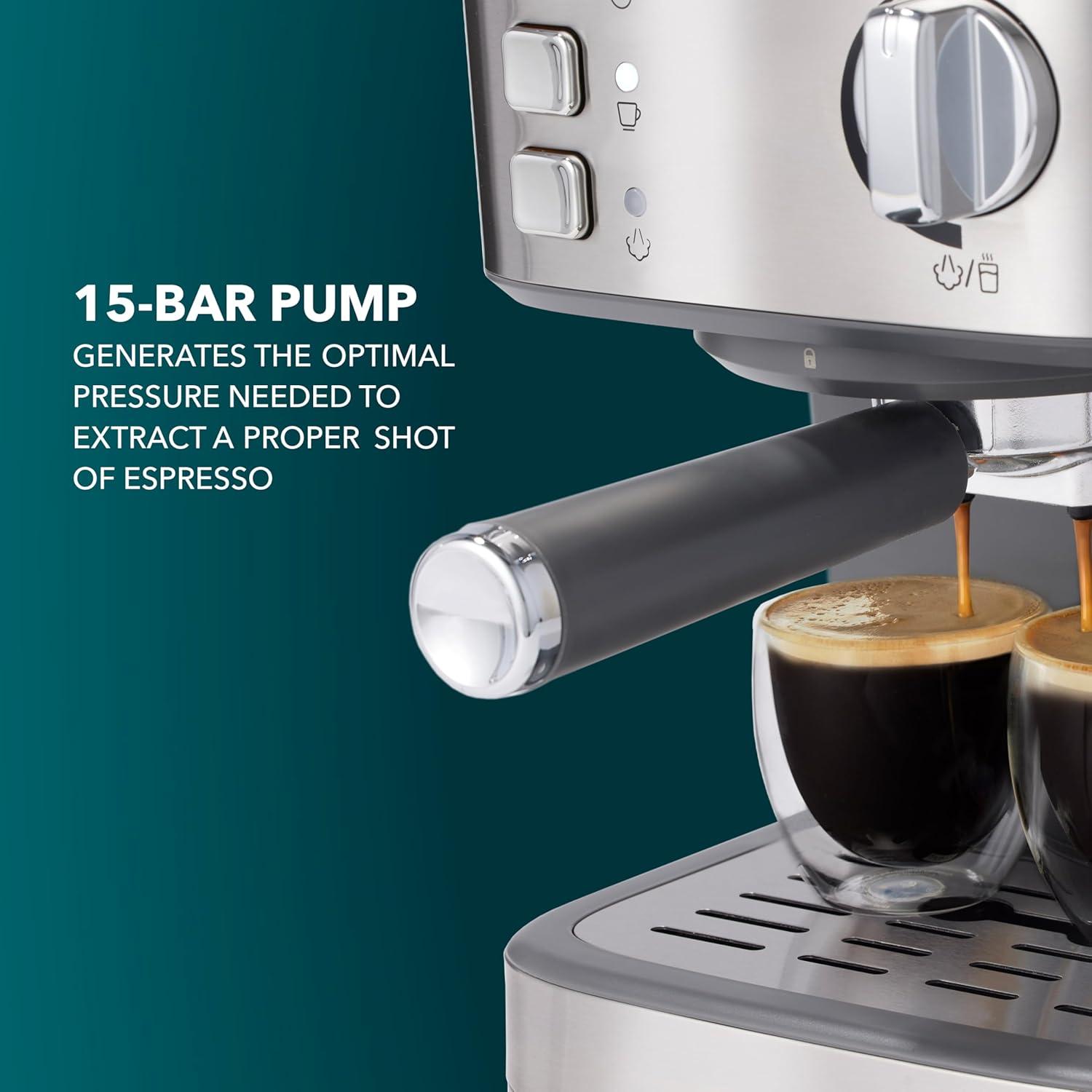 image:imageMr Coffee Compact Espresso Maker Espresso Machine With Steam Wand 15Bar Pump Automatic Espresso Machine