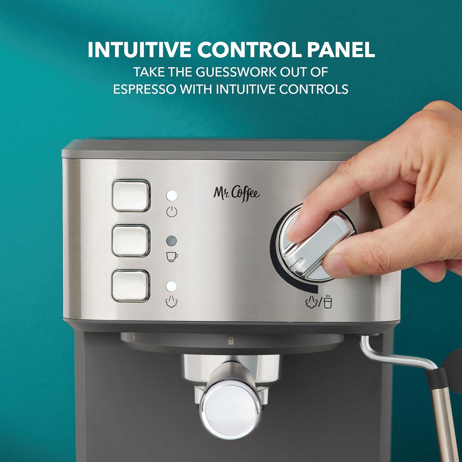 image:imageMr Coffee Compact Espresso Maker Espresso Machine With Steam Wand 15Bar Pump Automatic Espresso Machine