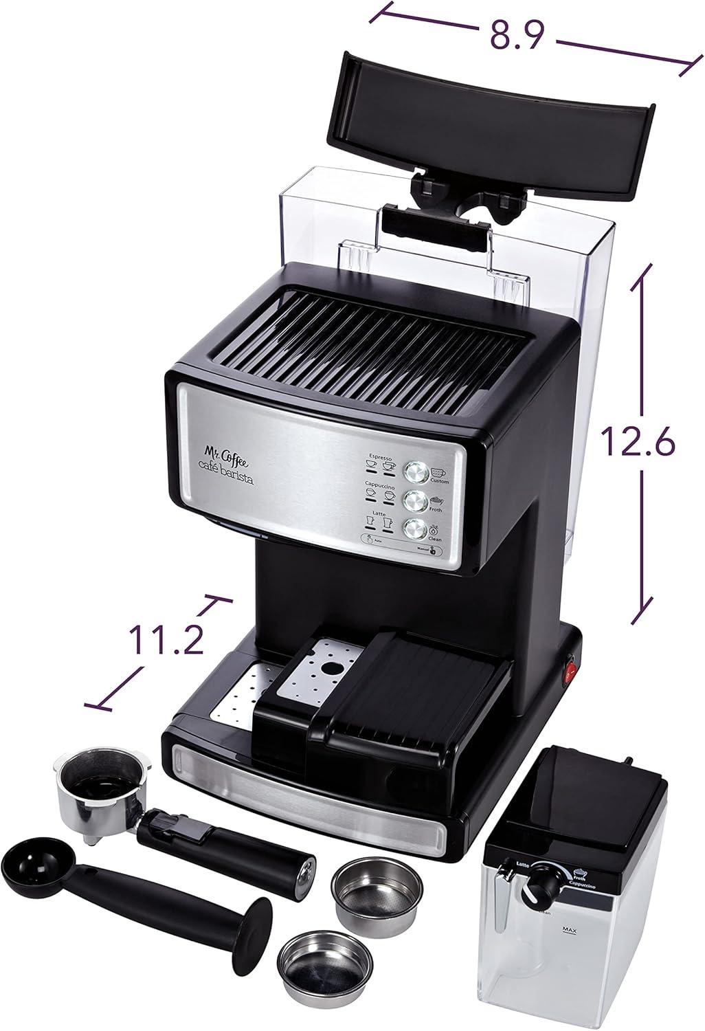 image:imageMr Coffee Espresso and Cappuccino Machine Stainless Steel Programmable Coffee Maker with Automatic Milk Frother 15Bar Pump Ideal for Home Baristas