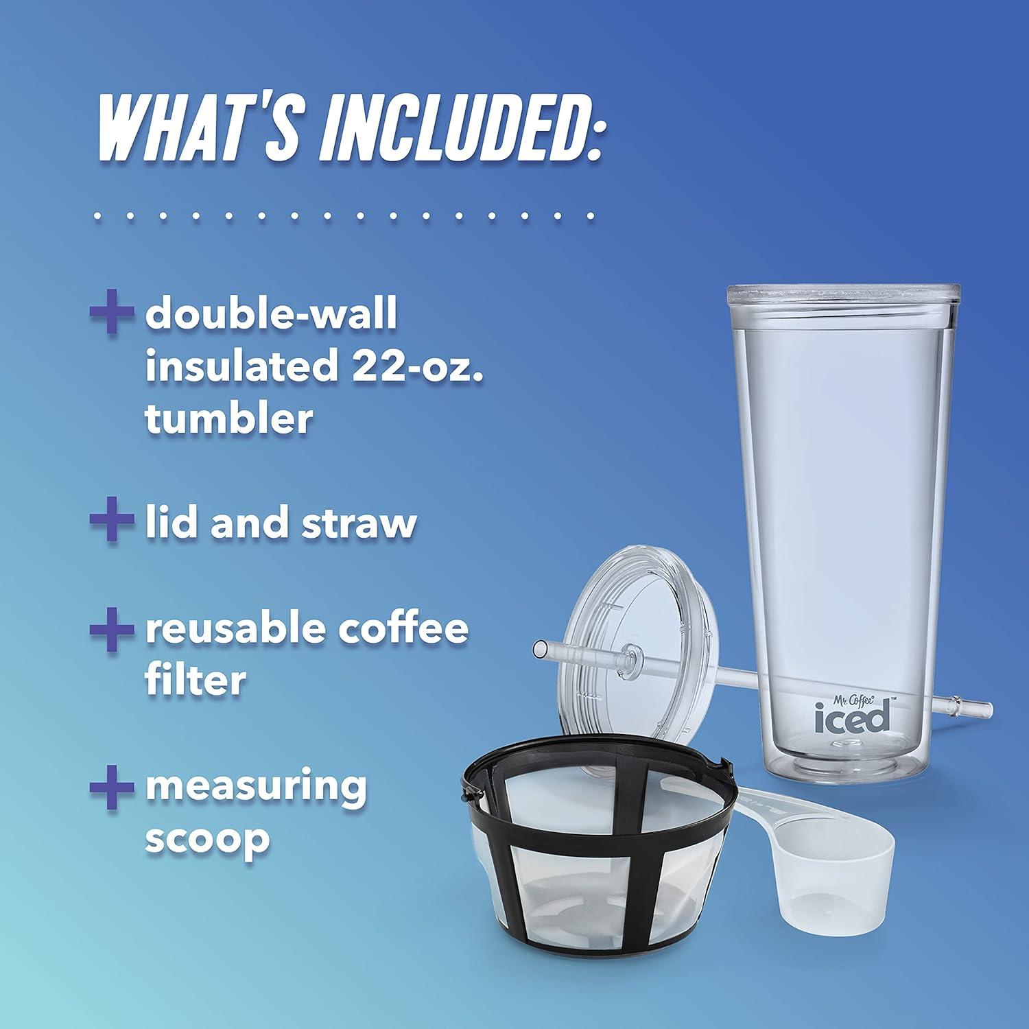 image:imageMr Coffee Iced Coffee Maker Single Serve Machine with 22Ounce Tumbler and Reusable Coffee Filter BlackBlack