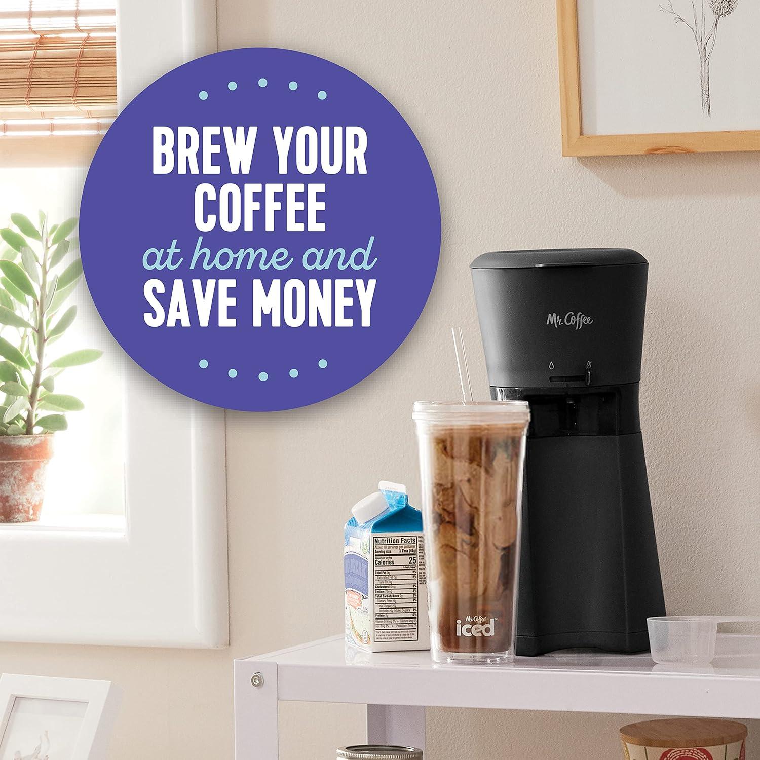 image:imageMr Coffee Iced Coffee Maker Single Serve Machine with 22Ounce Tumbler and Reusable Coffee Filter BlackBlack