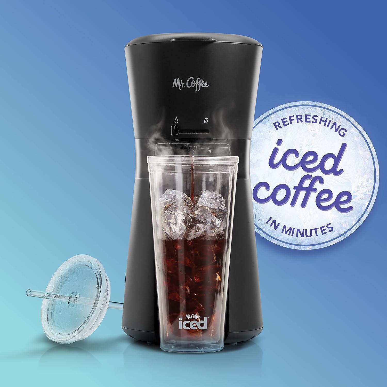 image:imageMr Coffee Iced Coffee Maker Single Serve Machine with 22Ounce Tumbler and Reusable Coffee Filter BlackBlack