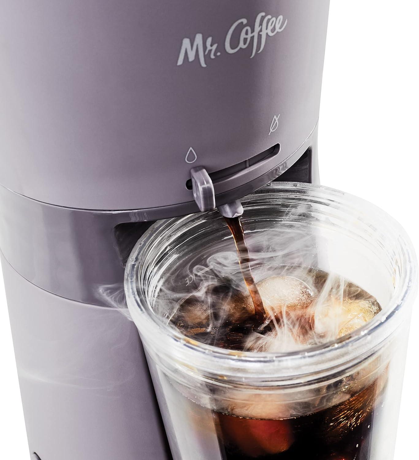 image:imageMr Coffee Iced Coffee Maker Single Serve Machine with 22Ounce Tumbler and Reusable Coffee Filter BlackLavender