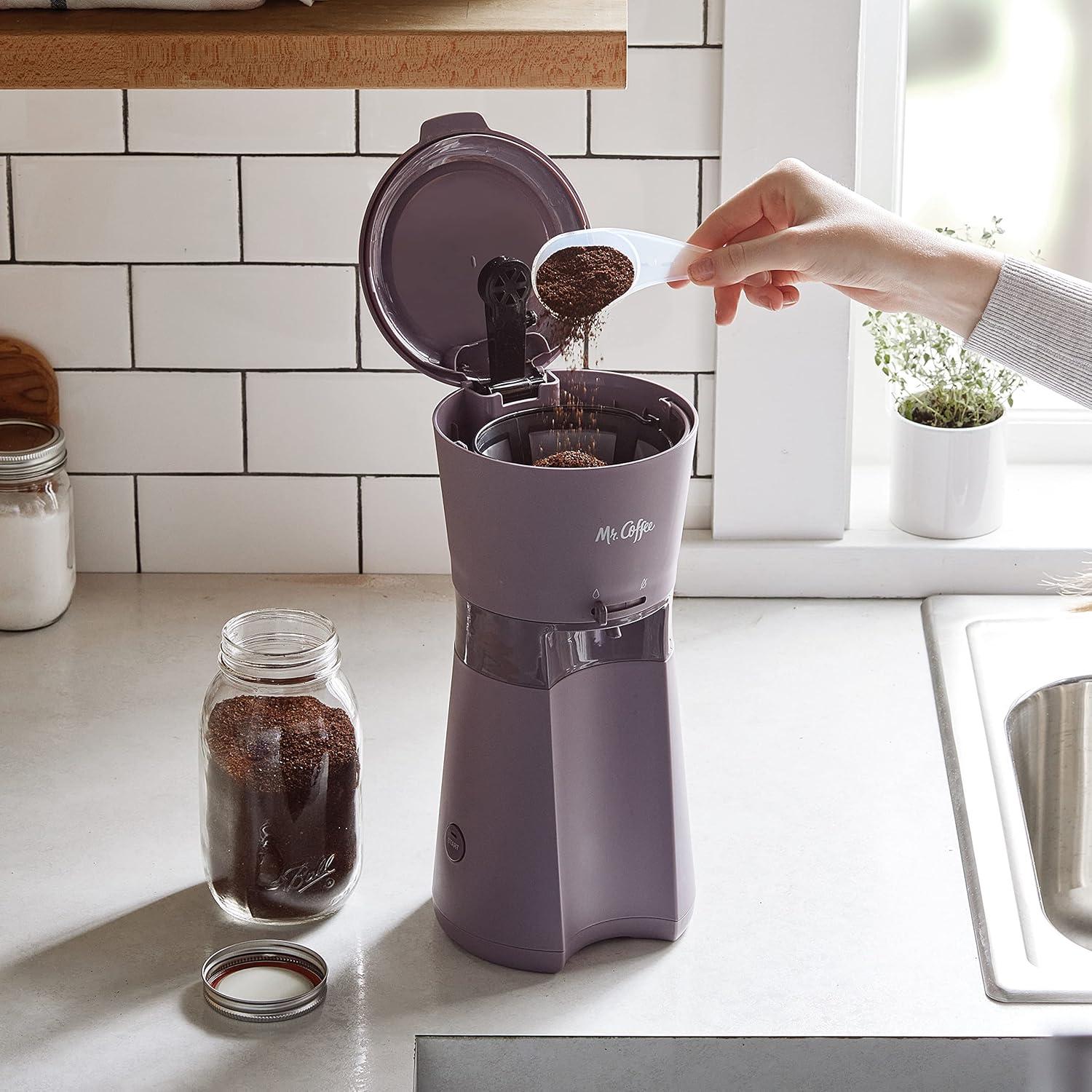 image:imageMr Coffee Iced Coffee Maker Single Serve Machine with 22Ounce Tumbler and Reusable Coffee Filter BlackLavender