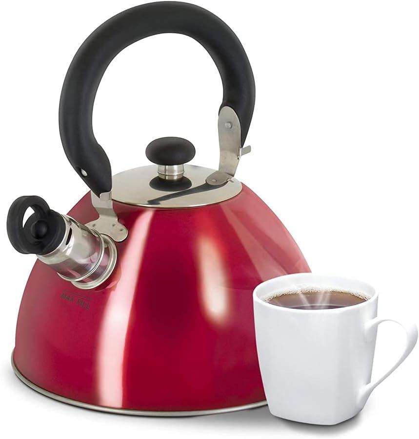 image:imageMr Coffee Morbern 18 Quart Stainless Steel Whistling Tea Kettle Red