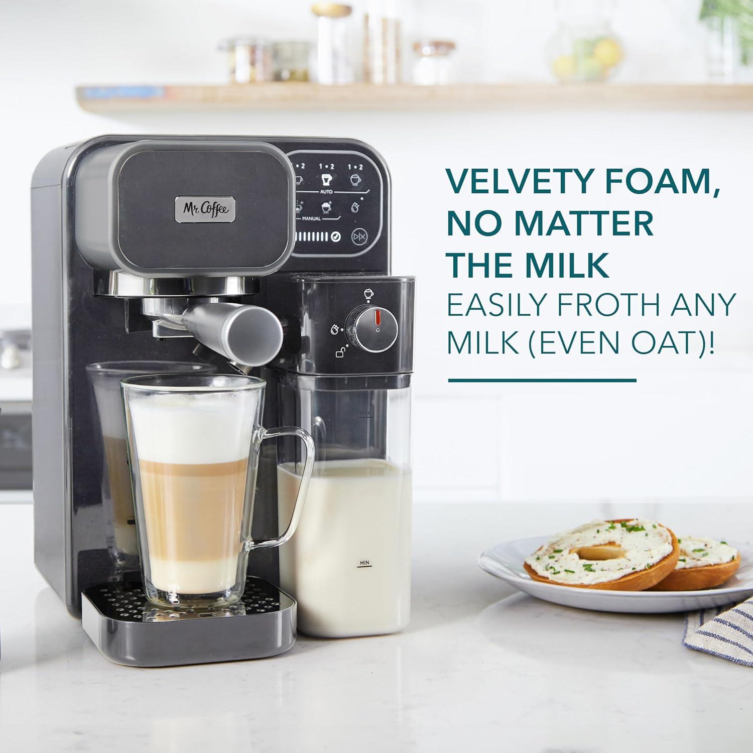 image:imageMr Coffee Prima Latte Luxe SingleDouble Shot Espresso Cappuccino Latte Machine with Optimized Frother and Convenient OneTouch Control Panel