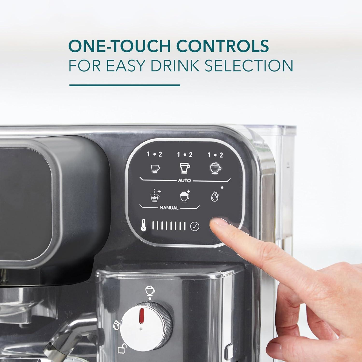 image:imageMr Coffee Prima Latte Luxe SingleDouble Shot Espresso Cappuccino Latte Machine with Optimized Frother and Convenient OneTouch Control Panel