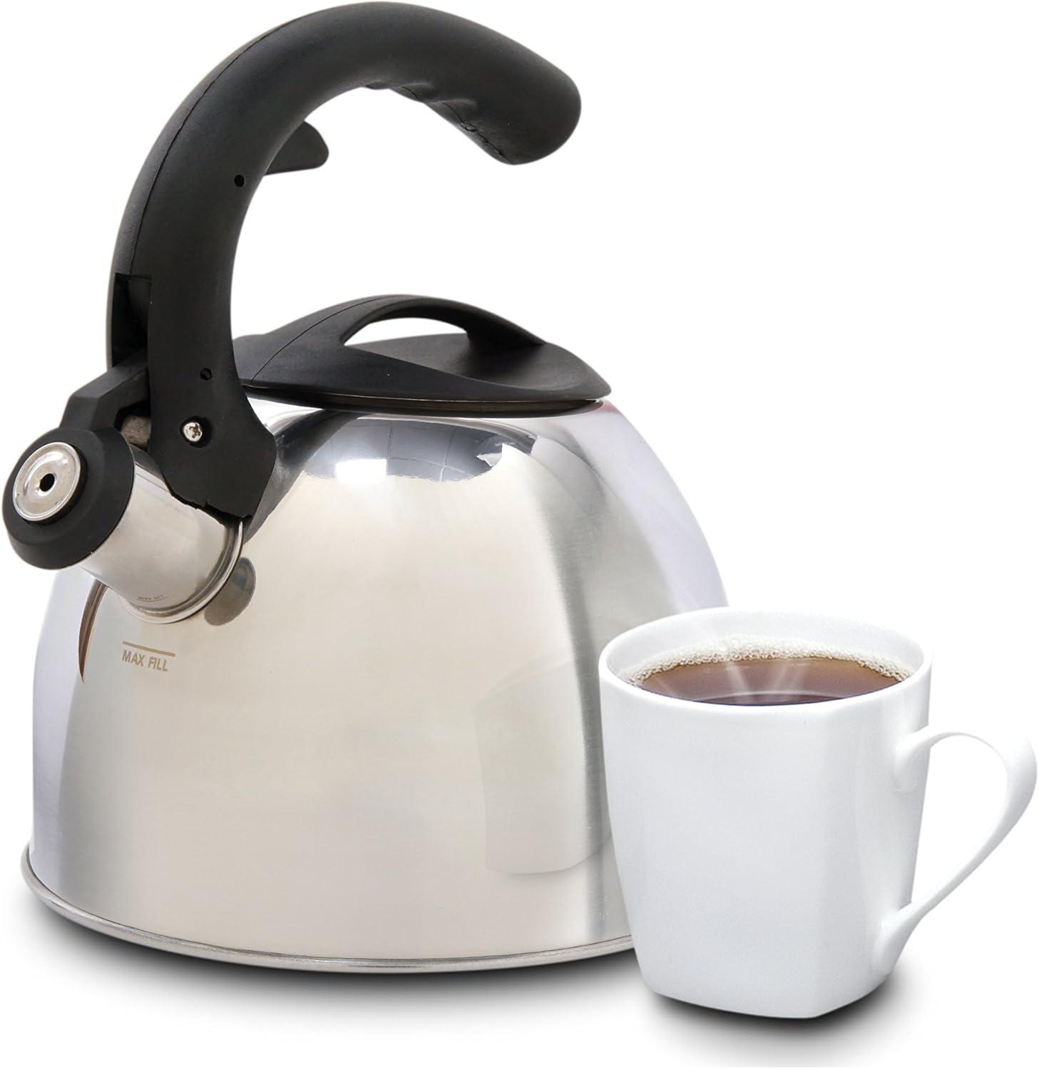 image:imageMr Coffee Steamline 2 Quart Whistling Stainless Steel Tea Kettle with Black HandleSilver