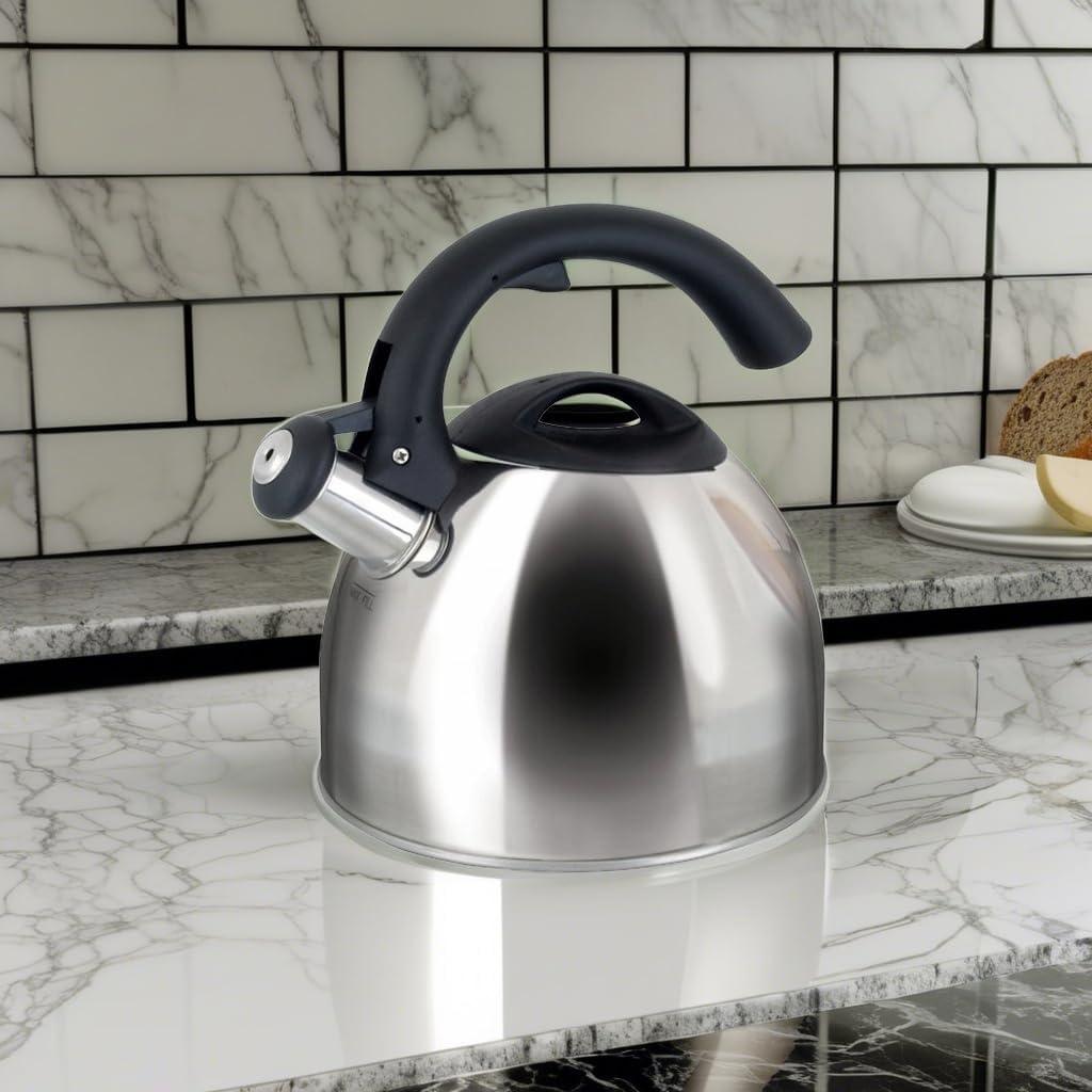 image:imageMr Coffee Steamline 2 Quart Whistling Stainless Steel Tea Kettle with Black HandleSilver
