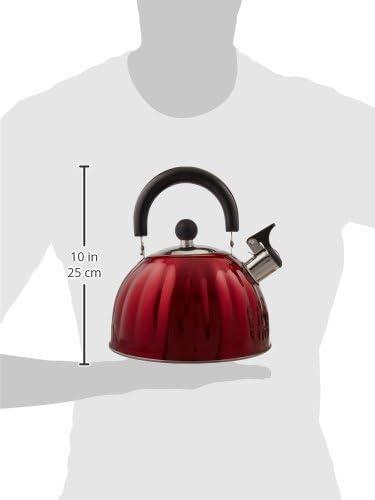 image:imageMr Coffee Twining 21 Quart Pumpkin Shaped Stainless Steel Whistling Tea Kettle Metallic RedMetallic Red