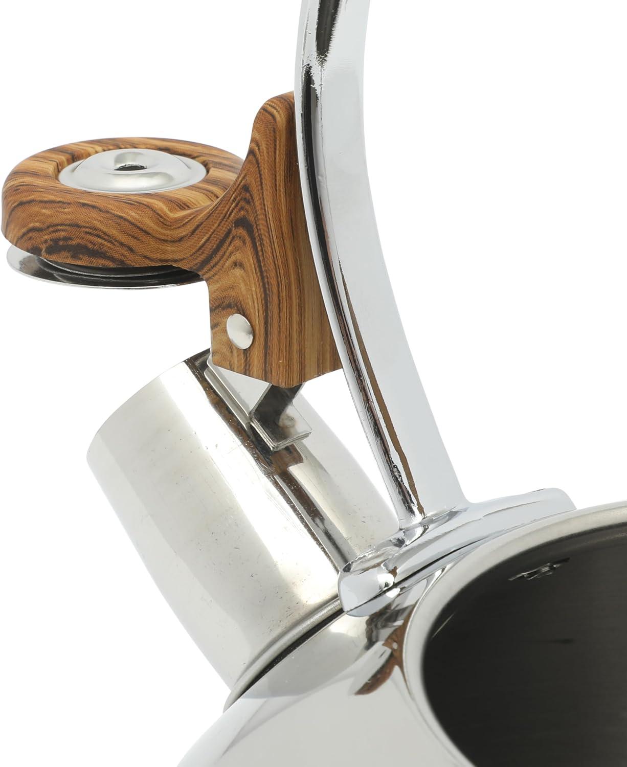 image:imageMr Coffee Twining 21 Quart Pumpkin Shaped Stainless Steel Whistling Tea Kettle Metallic RedStainless Steel w Wood Handle