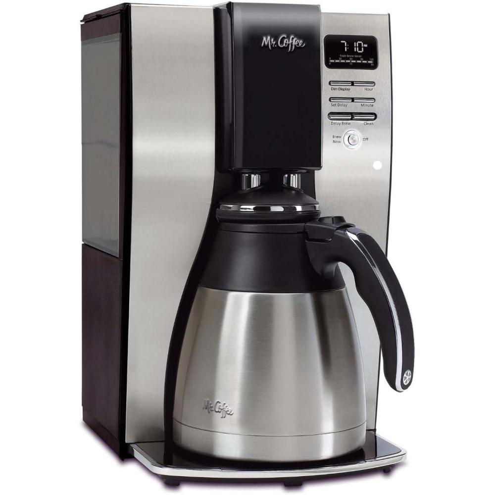 image:imageMr Coffee 10Cup Programmable Coffee Maker Insulated Thermal Carafe Brew Strength Selection Brew Now or Later Stainless SteelBlackStainless Steel