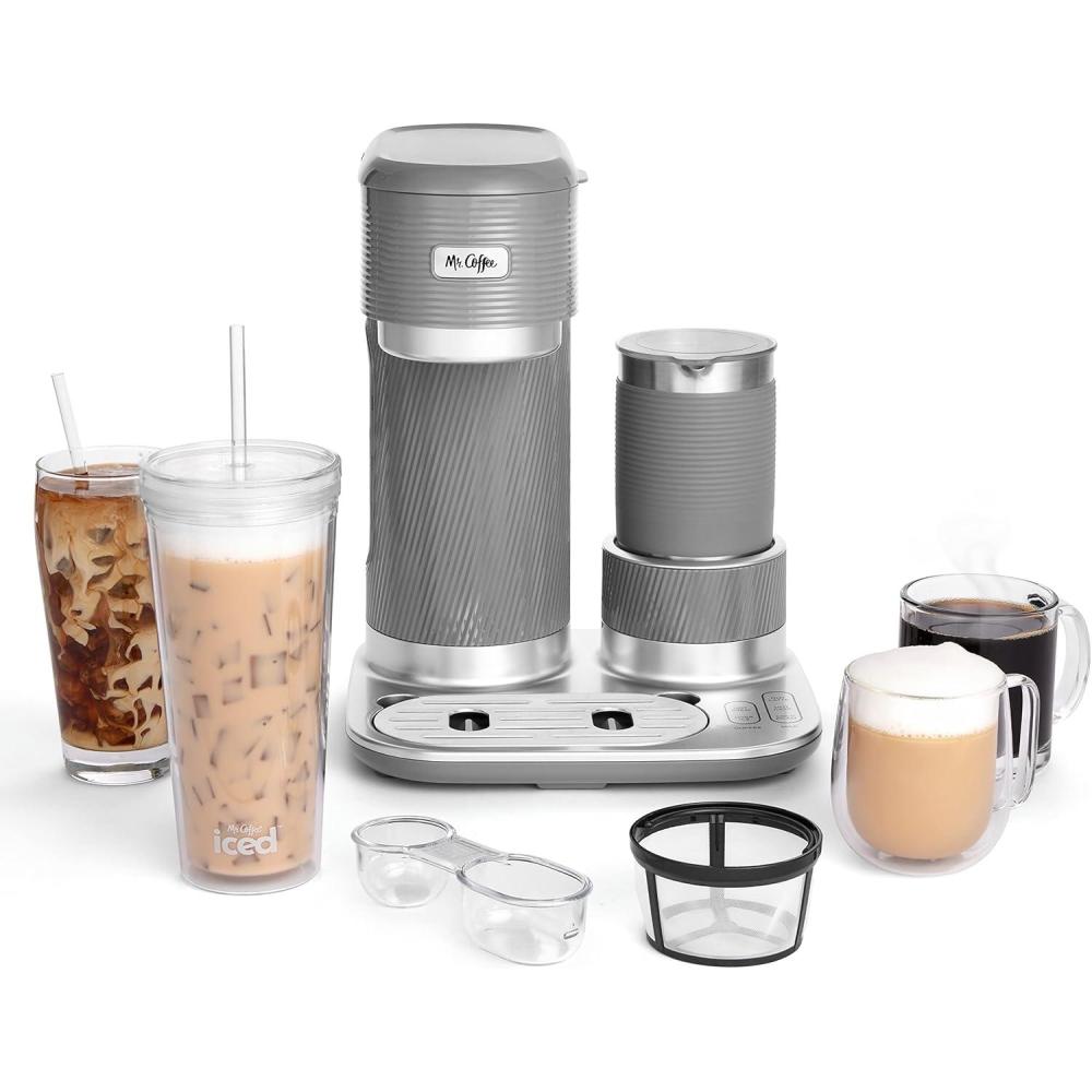 image:imageMr Coffee 4in1 Latte Lux Iced Hot Coffee Maker with BuiltIn Milk Frother SingleServe 22 Ounces