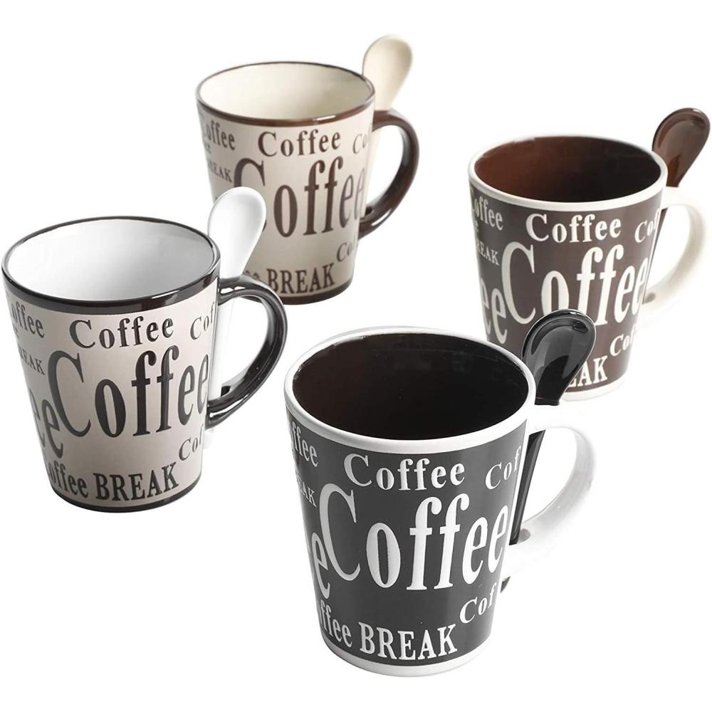 image:imageMr Coffee Bareggio Mug and Spoon Set Caf Americano 8Piece Mug and Spoon Set 14oz