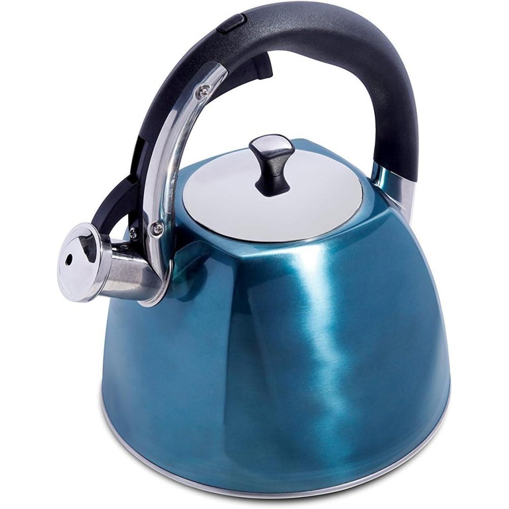 image:imageMr Coffee Belgrove 25 Quart Stainless Steel Whistling Tea Kettle Square Metallic CopperTurquoise