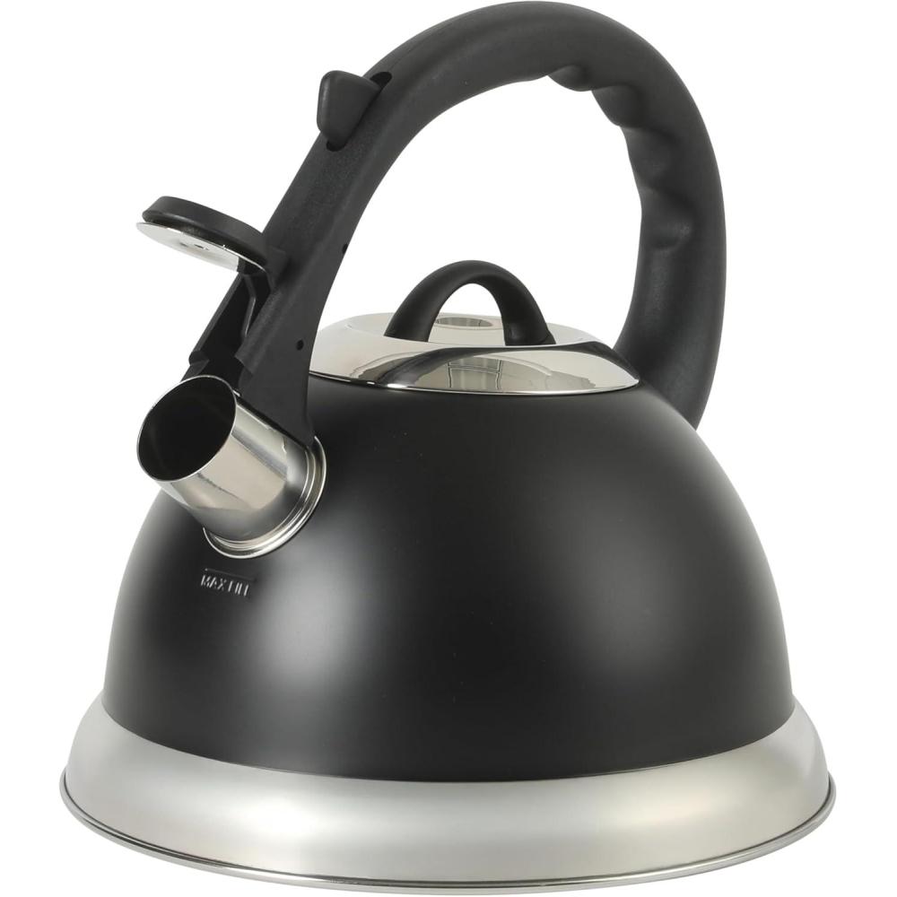 image:imageMr Coffee Claredale Stainless Steel Whistling Tea Kettle 19Quart 18 Litres Brushed SatinMatte Black