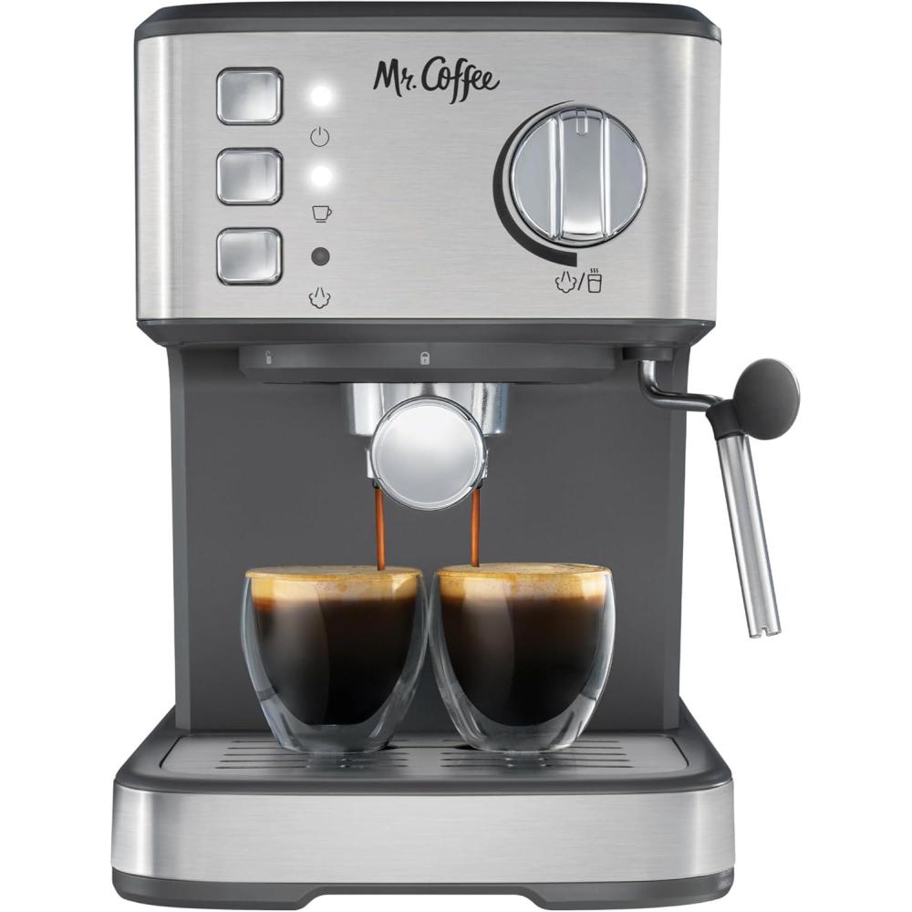 image:imageMr Coffee Compact Espresso Maker Espresso Machine With Steam Wand 15Bar Pump Automatic Espresso Machine