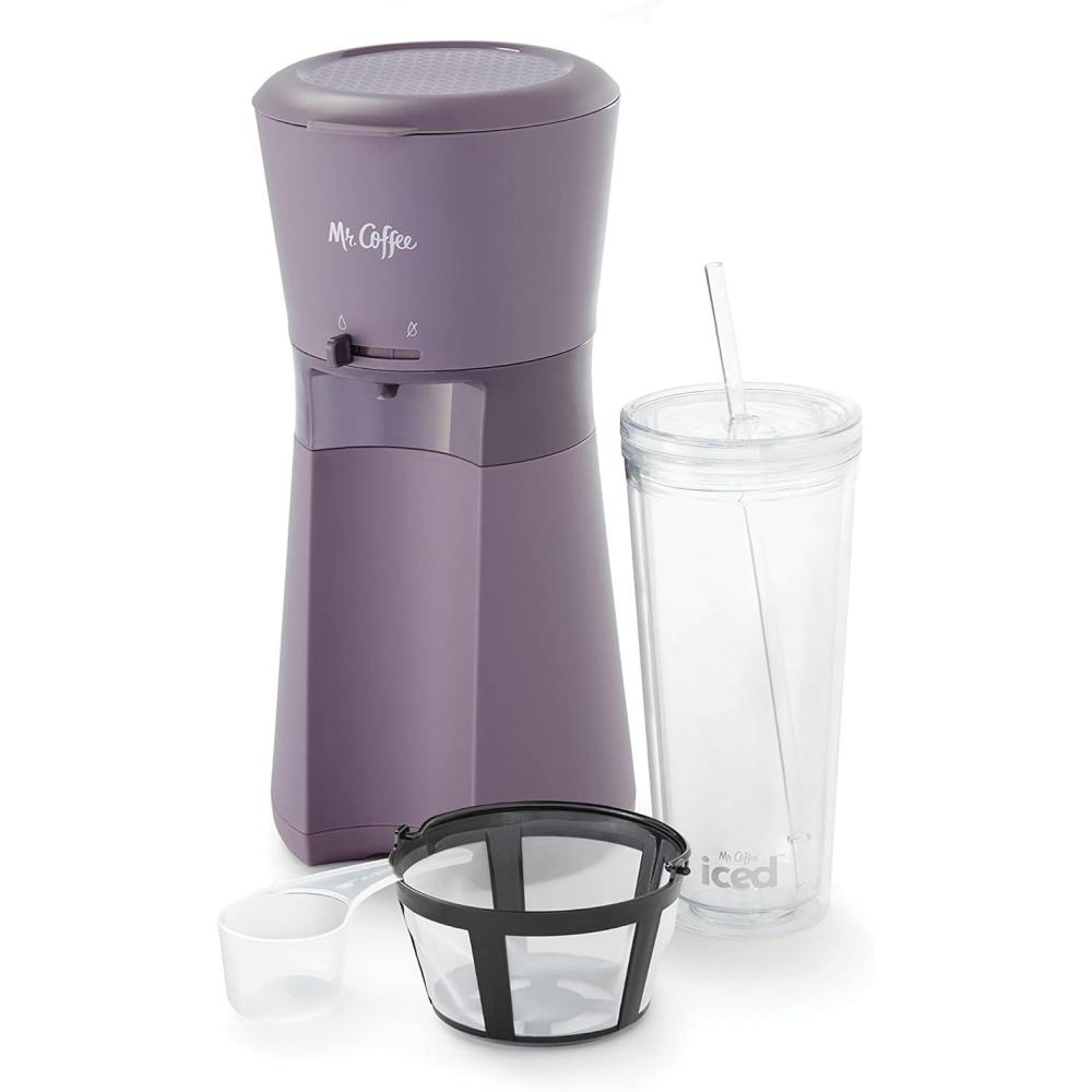 image:imageMr Coffee Iced Coffee Maker Single Serve Machine with 22Ounce Tumbler and Reusable Coffee Filter BlackLavender