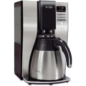 Mr. Coffee 10-Cup Programmable Coffee Maker, Insulated Thermal Carafe, Brew Strength Selection, Brew Now or Later, Stainless Steel(Black/Stainless Steel)