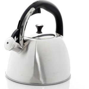 Mr. Coffee Belgrove 2.5 Quart Stainless Steel Whistling Tea Kettle, Square, Metallic Copper(Silver)