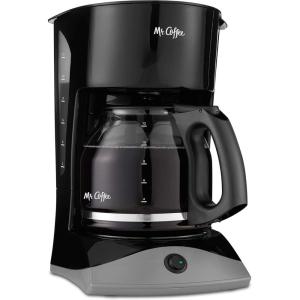 Mr. Coffee Black Coffee Maker, 12 Cups, with Auto Pause and Glass Carafe, Perfect for Home and Office Use(Black)