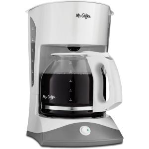 Mr. Coffee Black Coffee Maker, 12 Cups, with Auto Pause and Glass Carafe, Perfect for Home and Office Use(White)