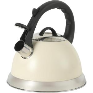Mr Coffee Claredale Stainless Steel Whistling Tea Kettle, 1.9-Quart (1,8 Litres) Brushed Satin(Linen White)