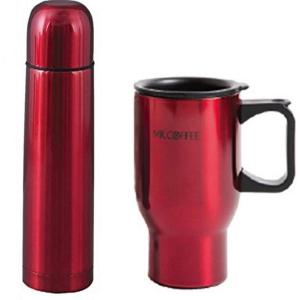 Mr Coffee Javelin and Expressway 2 pc Thermas & Thermal Travel Mug Gift, Red Metallic Stainless Steel, 2 Piece Set(2 Piece Set)