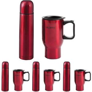 Mr Coffee Javelin and Expressway 2 pc Thermas & Thermal Travel Mug Gift, Red Metallic Stainless Steel, 2 Piece Set(2 Piece Set (Pack of 4))