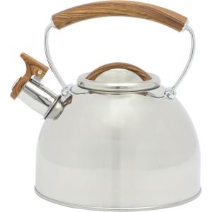 Mr. Coffee Twining 2.1 Quart Pumpkin Shaped Stainless Steel Whistling Tea Kettle, Metallic Red(Stainless Steel w/ Wood Handle)