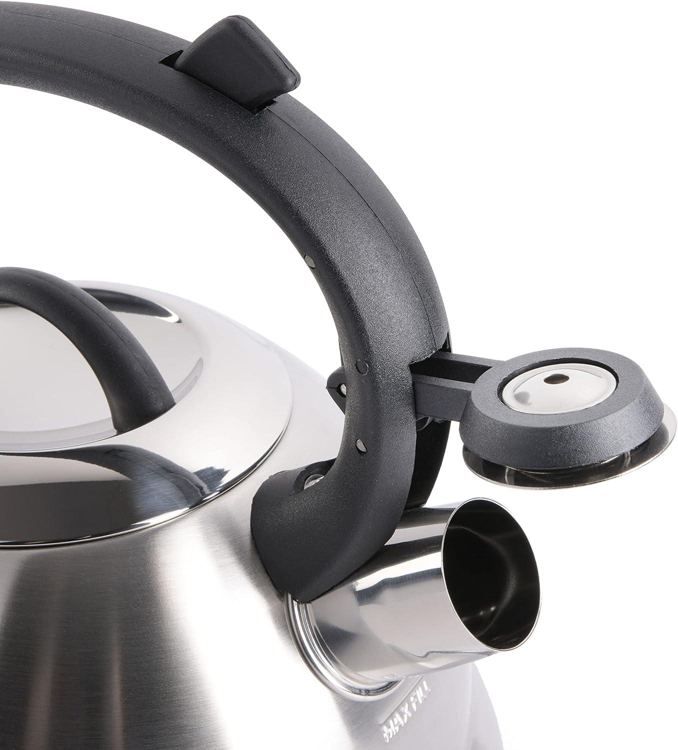 image:imageMr Coffee Armidale 25QT Whistling Tea Kettle Large Brushed Stainless Steel Kettle for Stovetop Durable FastBoil Tea PotBrushed Satin