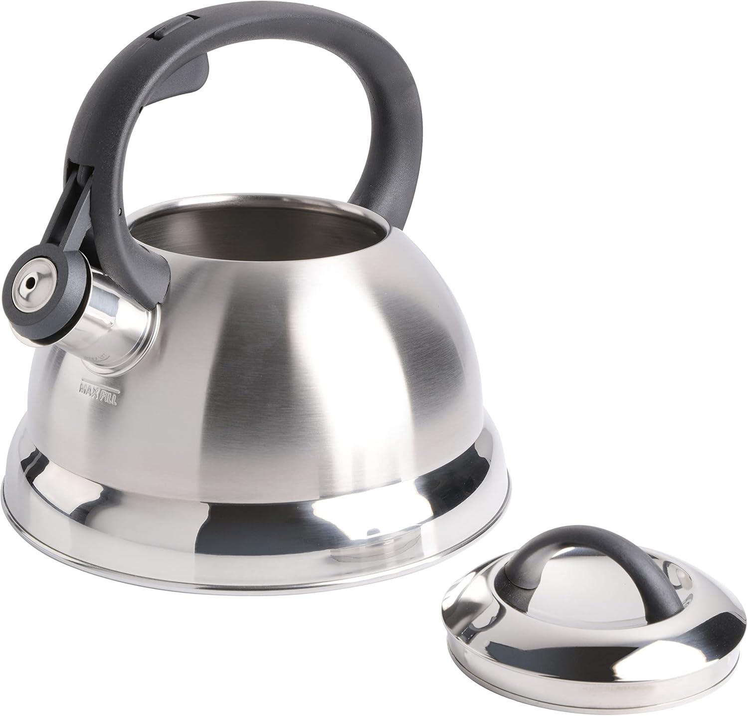 image:imageMr Coffee Armidale 25QT Whistling Tea Kettle Large Brushed Stainless Steel Kettle for Stovetop Durable FastBoil Tea PotBrushed Satin