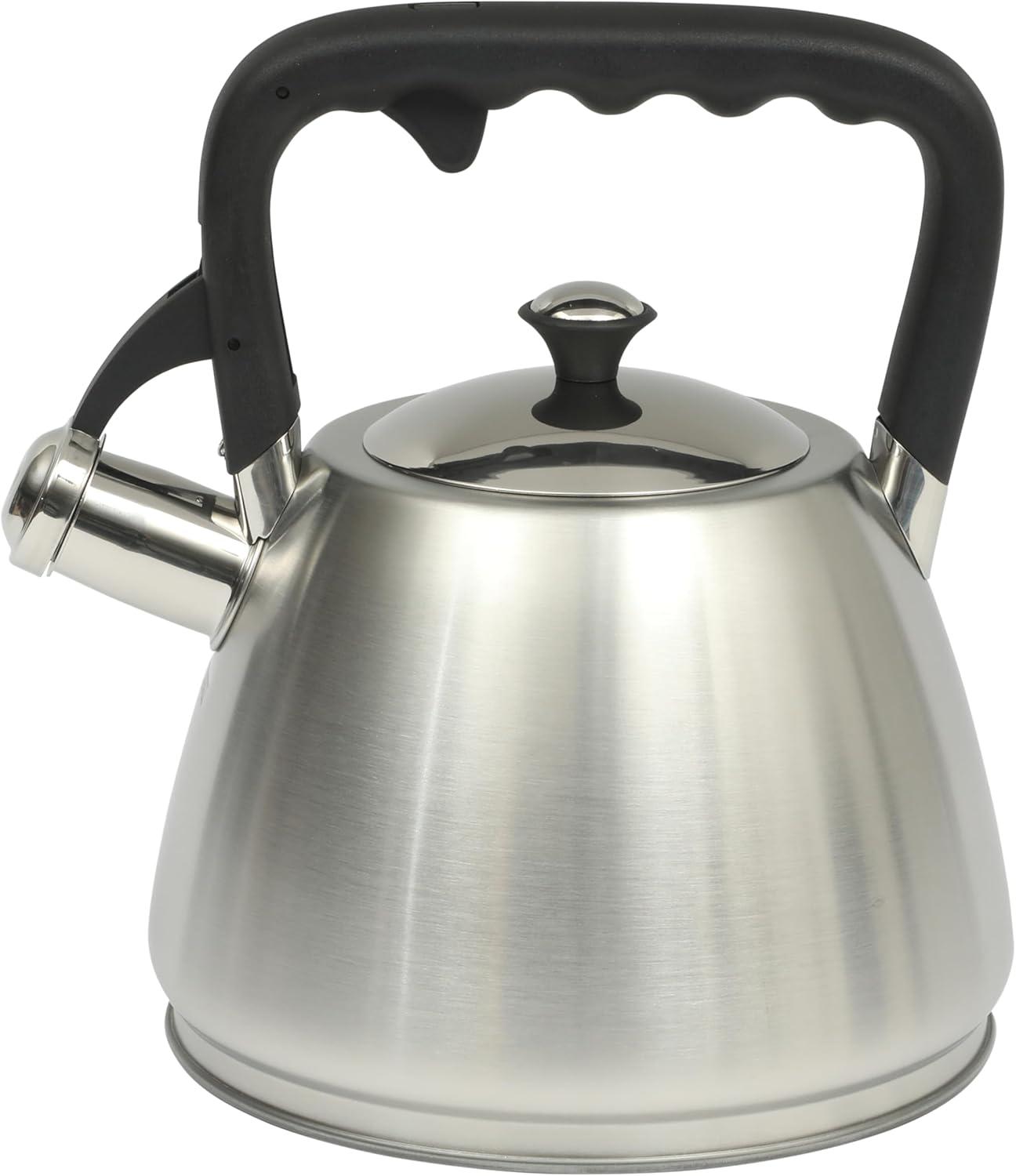 image:imageMr Coffee Armidale 25QT Whistling Tea Kettle Large Brushed Stainless Steel Kettle for Stovetop Durable FastBoil Tea PotBrushed Satin Armidale