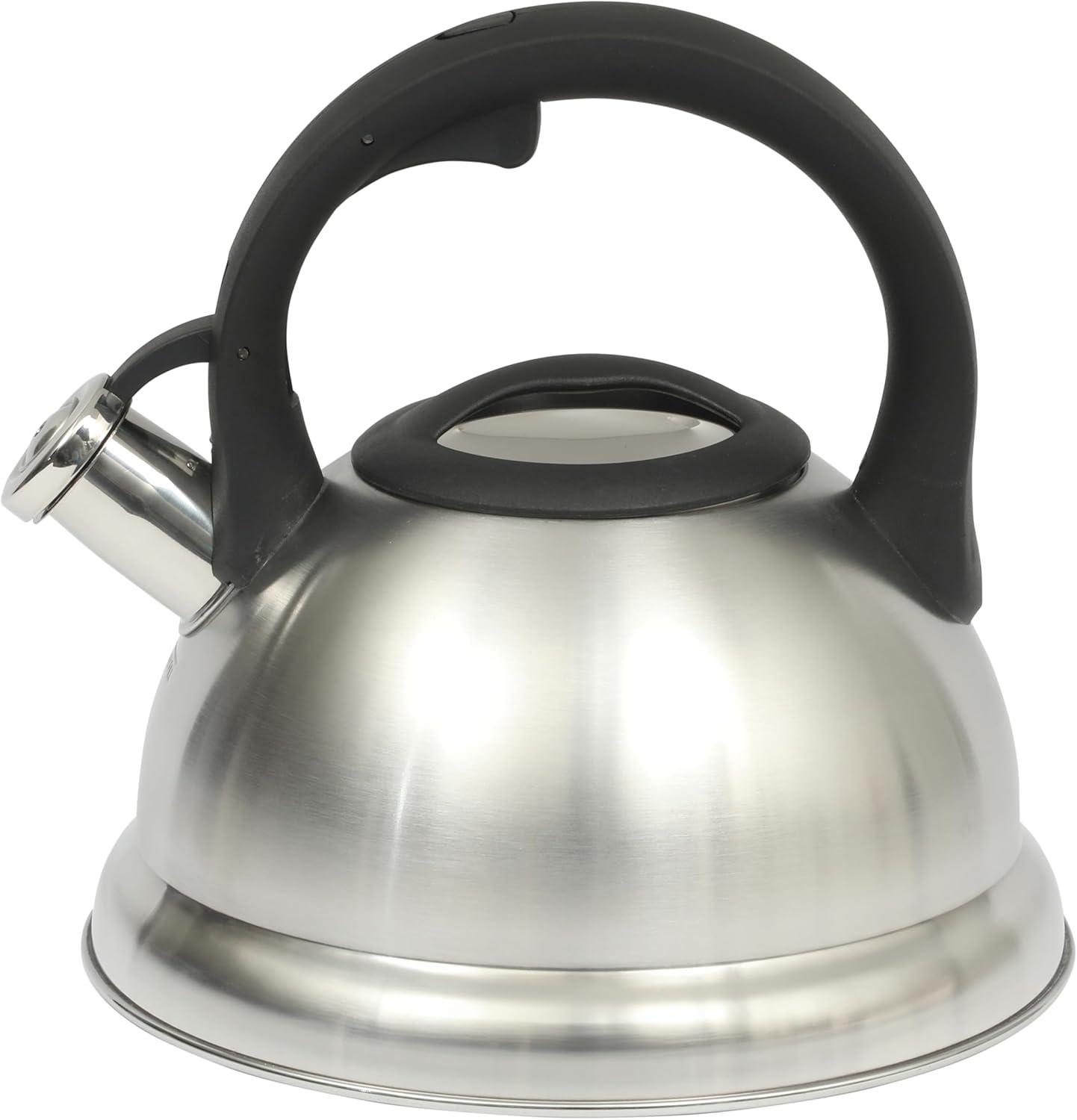 image:imageMr Coffee Armidale 25QT Whistling Tea Kettle Large Brushed Stainless Steel Kettle for Stovetop Durable FastBoil Tea PotBrushed Satin Hartbay
